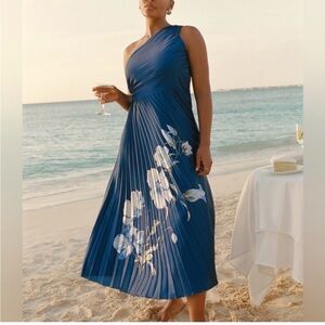 Abercrombie & Fitch One Shoulder Blue Floral Dress